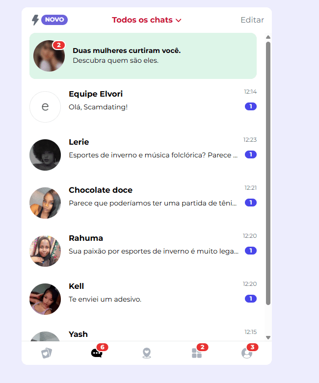 As mensagens falsas inundam-nos poucos segundos após o registo.